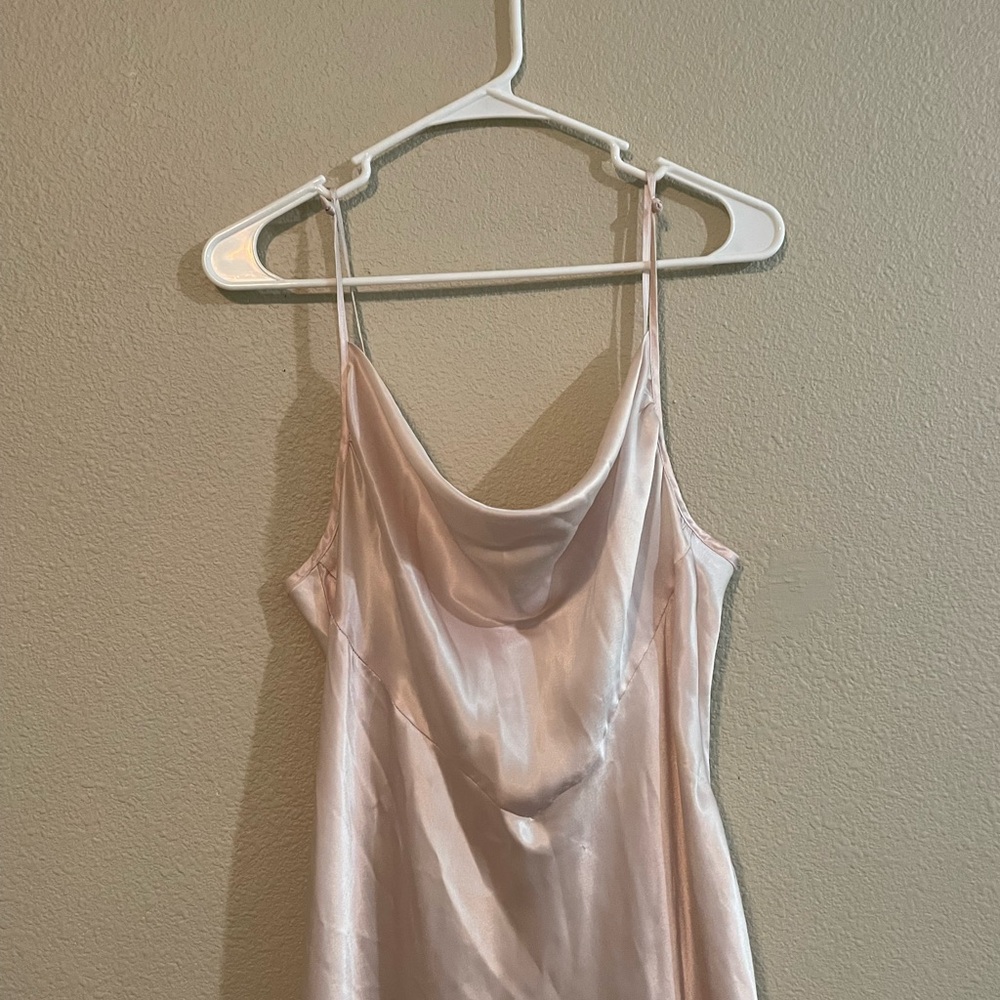 Slip Dress Nightgown - Light Pink Satin Cowl Neck - Picture 3 of 5